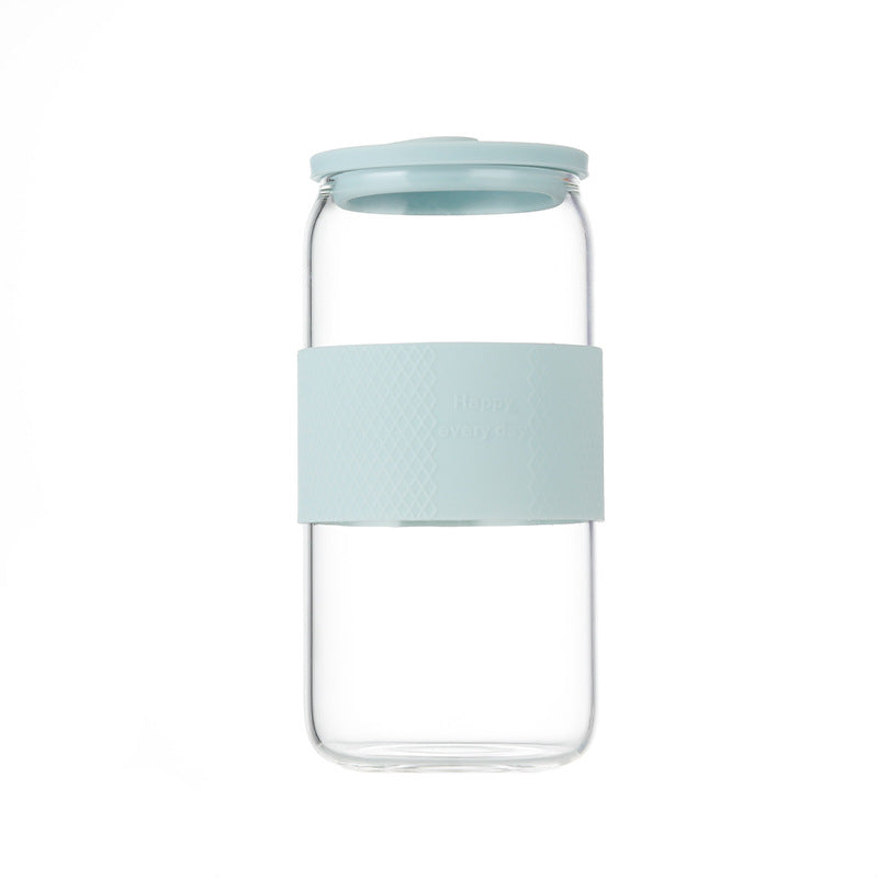 Pull Can Shape Glass Cup With Lid Straw