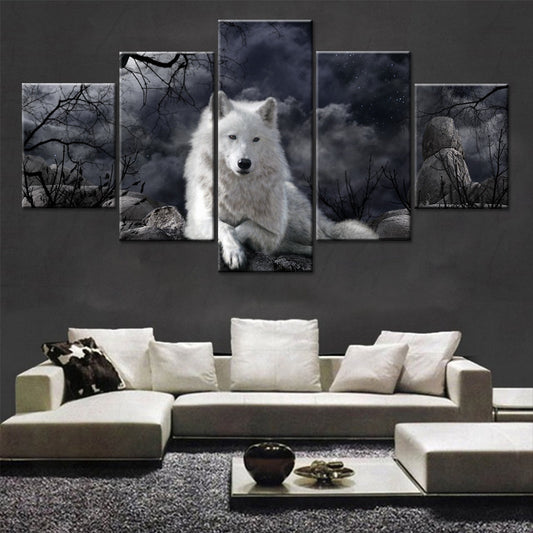 5 Panel Wolf Wall Art Canvas Painting