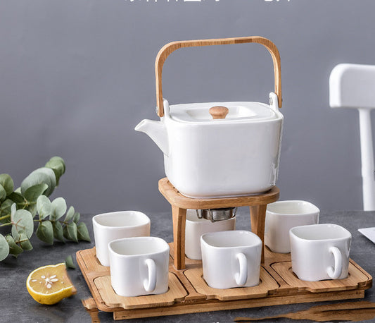 Ceramic Teapot, Fruit, Flowers, And Tea Set