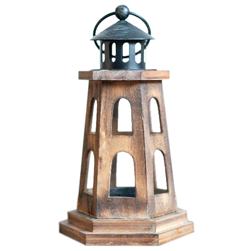 Nautical-Inspired Wooden Lighthouse Candle Holder