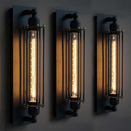 Industrial iron flute wall lamp