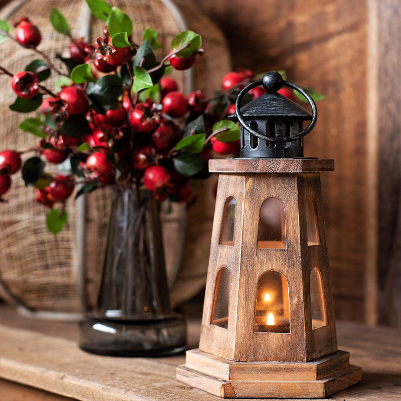 Nautical-Inspired Wooden Lighthouse Candle Holder