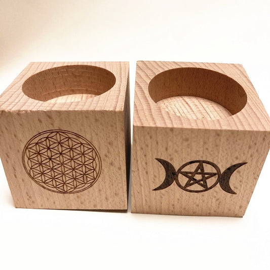 Pentagram Wood Candle Holder Cup