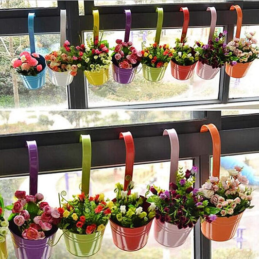 Colorful Hanging Planter Pots - Set of 10
